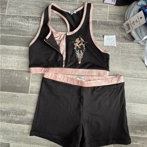 Rebel athletics Black and Pink Sports Bra and Shorts Set